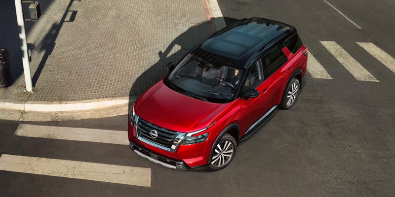 Red Nissan Pathfinder Top View